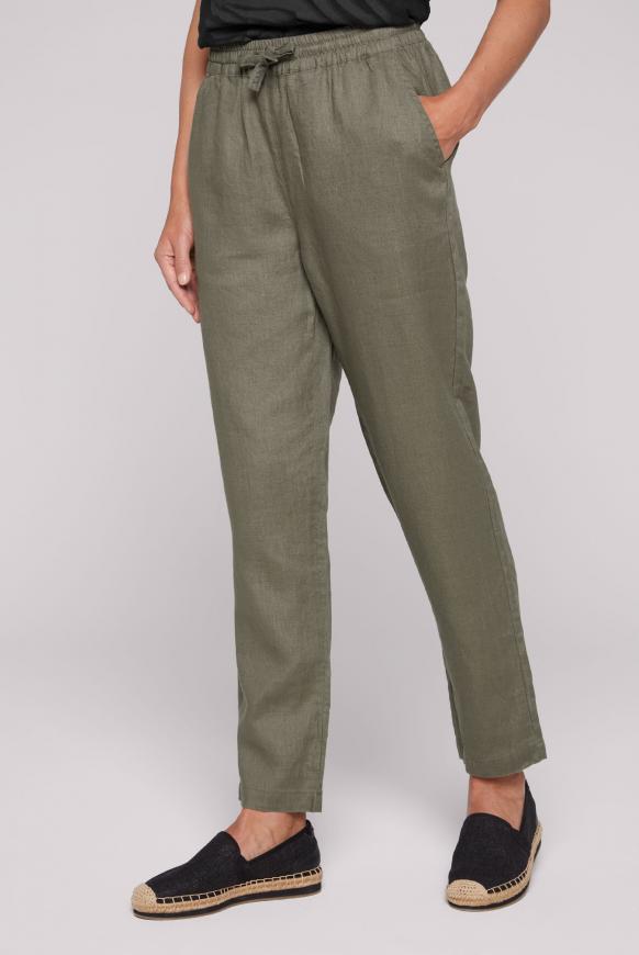 Klasické lněné kalhoty s elastickým pasem 